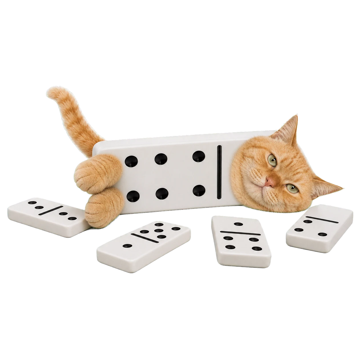Domino Cat lying down